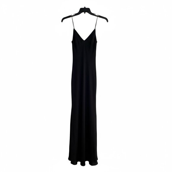 ASOS DESIGN Satin Slip Maxi Dress in Black Size 0 - Picture 2 of 2
